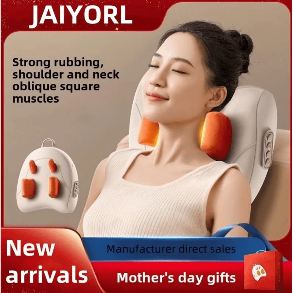 JAIYORL Wireless Electric Massage Pillow Heated Shiatsu Massager For Neck Back Waist And Legs 2