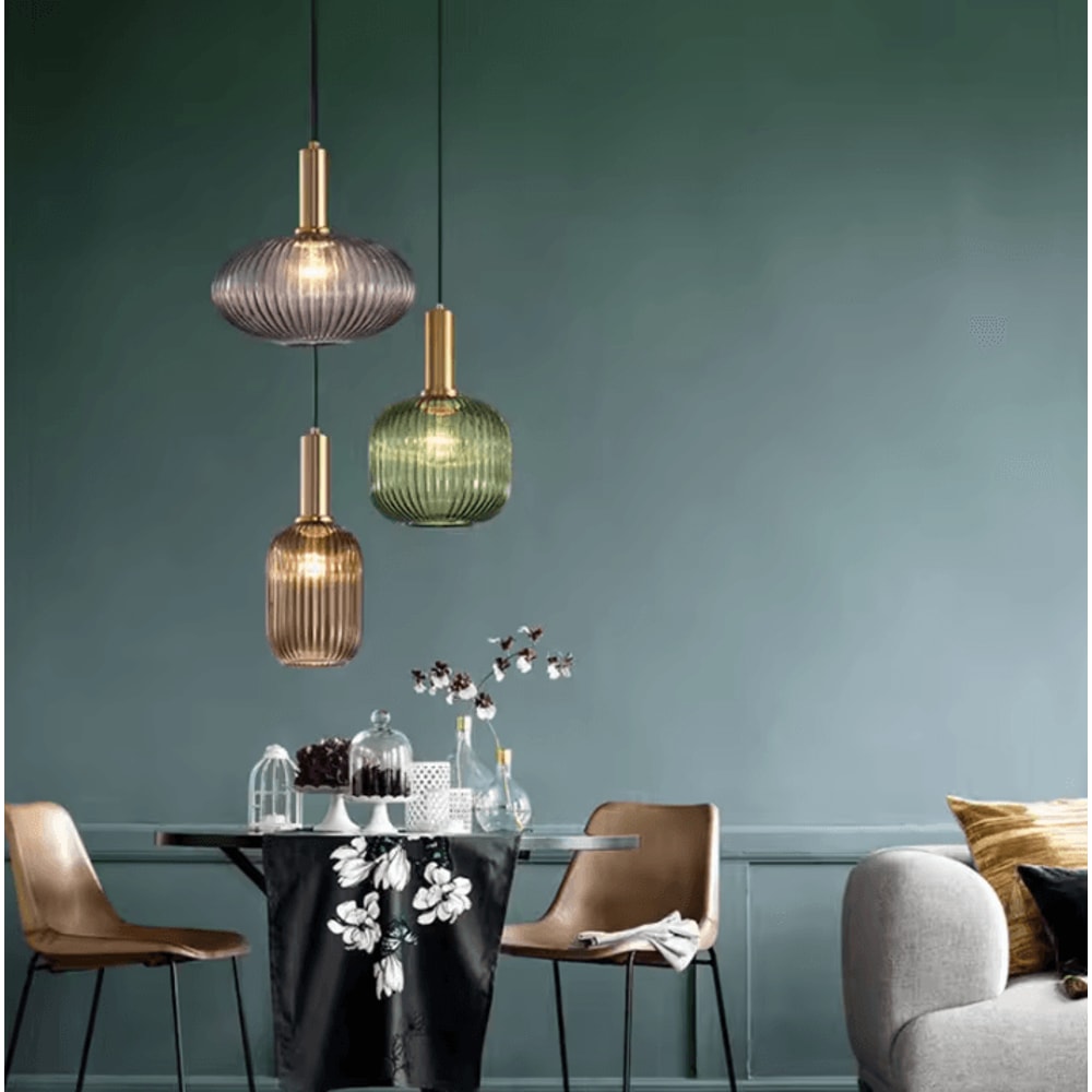 Retro Colorful Glass Pendant Lights Creative LED E27 Hanging Lighting For Living Room And Bedroom 4