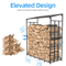 Heavy Duty Outdoor Firewood Storage Log Rack Metal Firewood Stand With Top Cover Rust Resistant 3