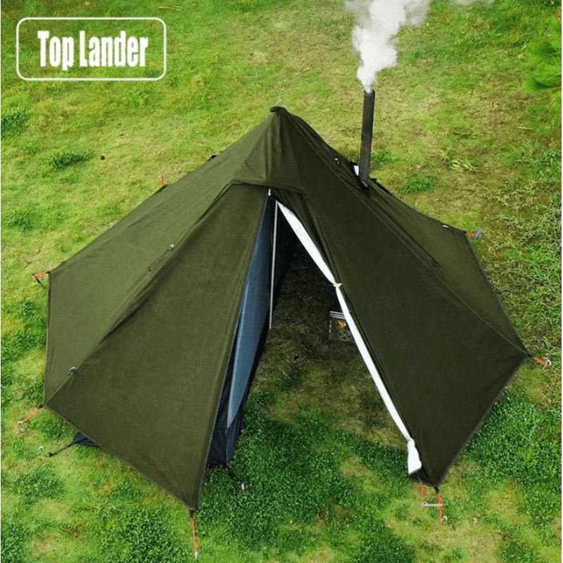 Ultralight Hot Tent With Chimney Window OnePerson Double Layer Tipi Teepee Bushcraft Shelter 0
