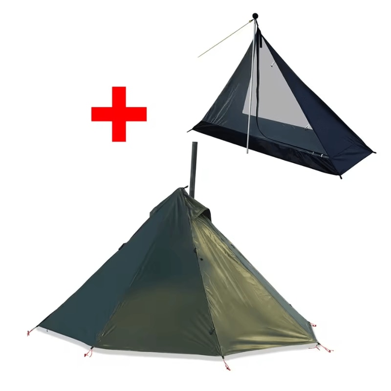 Ultralight Hot Tent With Chimney Window OnePerson Double Layer Tipi Teepee Bushcraft Shelter 13