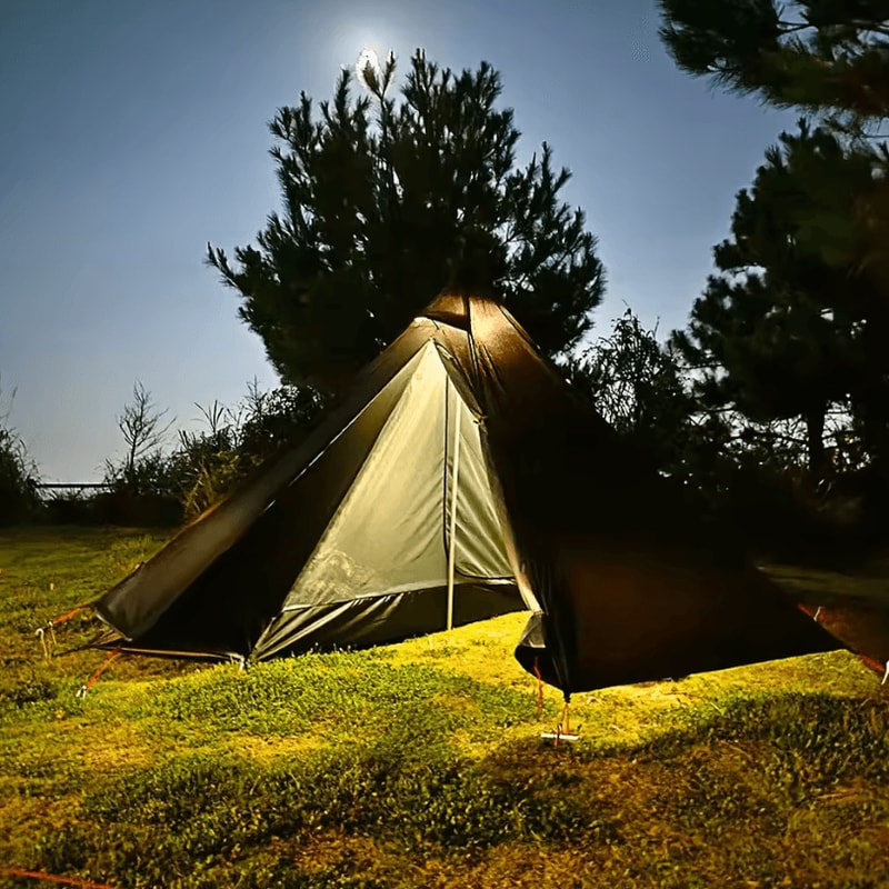 Ultralight Hot Tent With Chimney Window OnePerson Double Layer Tipi Teepee Bushcraft Shelter 1