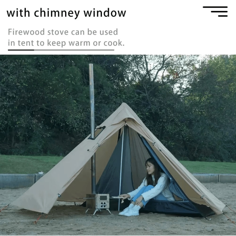 Ultralight Hot Tent With Chimney Window OnePerson Double Layer Tipi Teepee Bushcraft Shelter 3