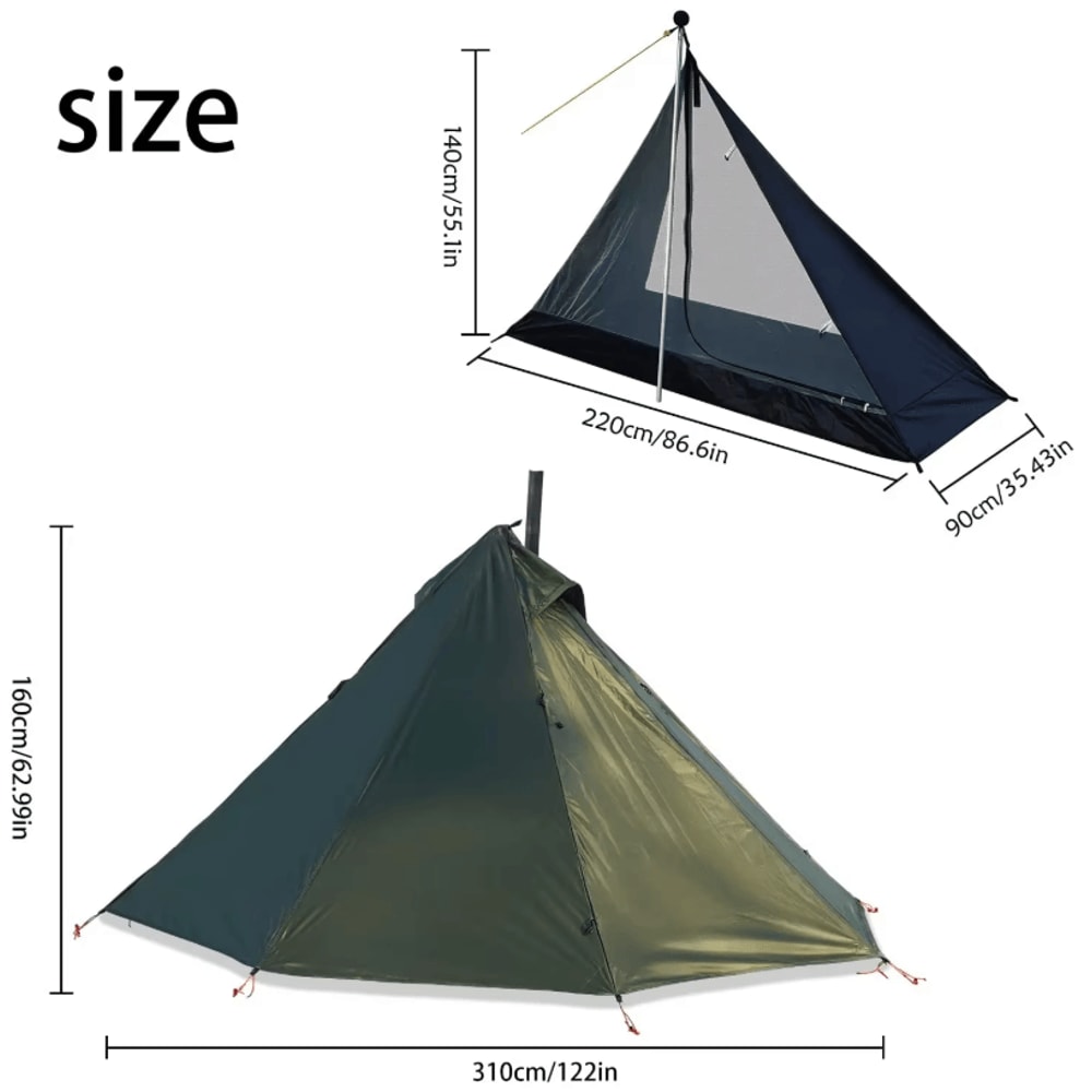 Ultralight Hot Tent With Chimney Window OnePerson Double Layer Tipi Teepee Bushcraft Shelter 5