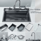 304 Stainless Steel Waterfall Kitchen Sink Large Single Basin With Digital Display Faucet And Soap 7