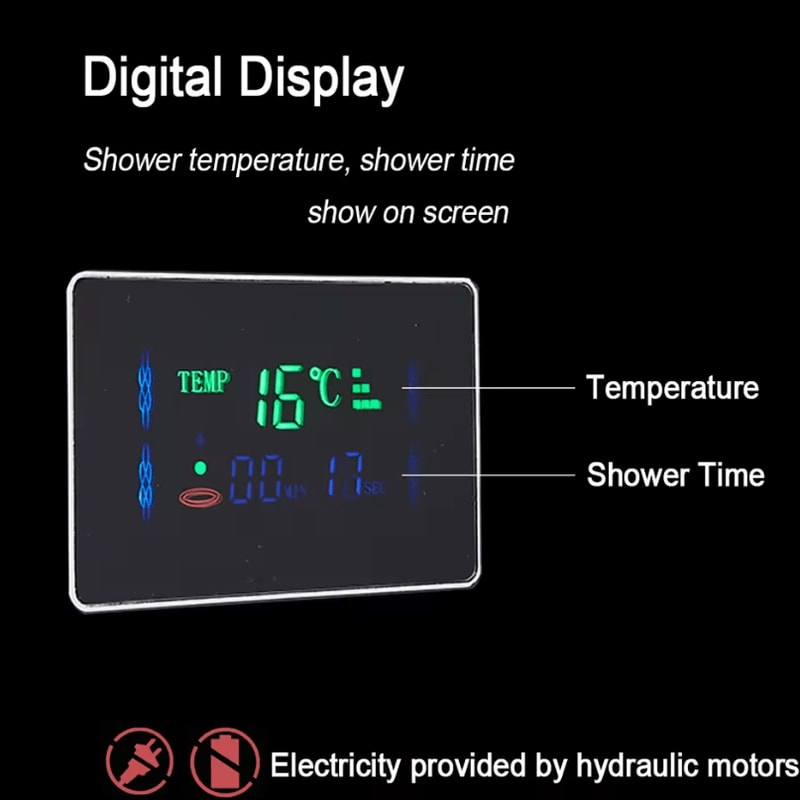 LED Rain Shower Panel System Waterfall And SPA Massage Digital Display Shower Faucet Set 3