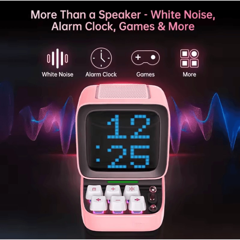 Retro Pixel Art Bluetooth Speaker Portable LED Display Alarm Clock Creative Sound Device 2