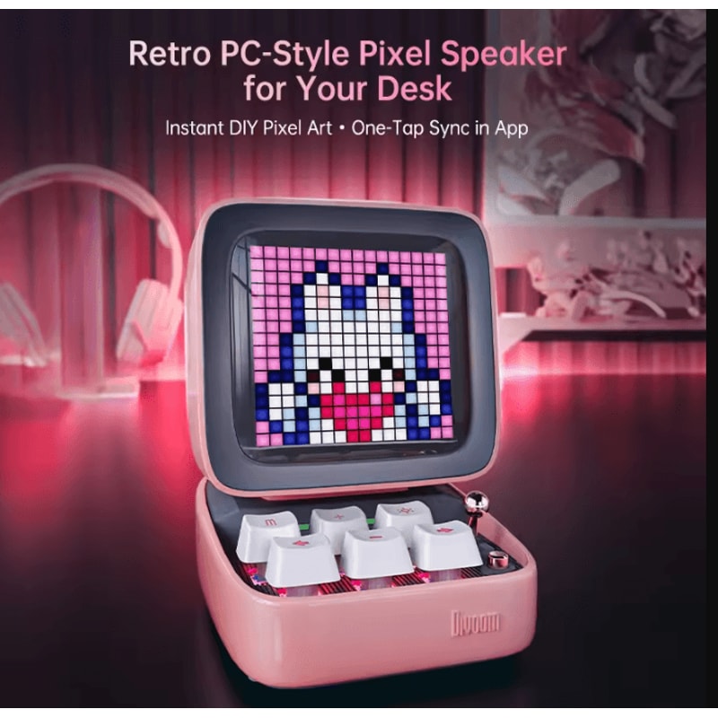 Retro Pixel Art Bluetooth Speaker Portable LED Display Alarm Clock Creative Sound Device 3