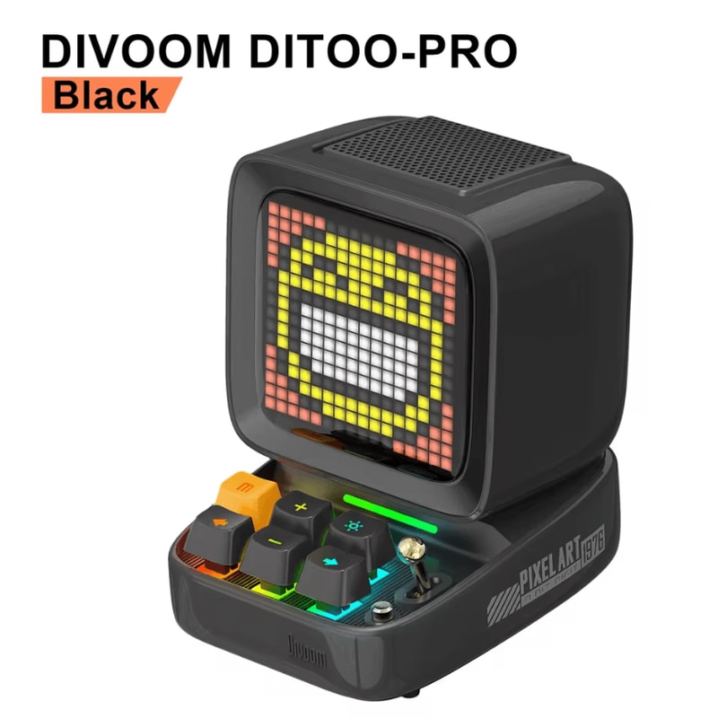 Retro Pixel Art Bluetooth Speaker Portable LED Display Alarm Clock Creative Sound Device 6