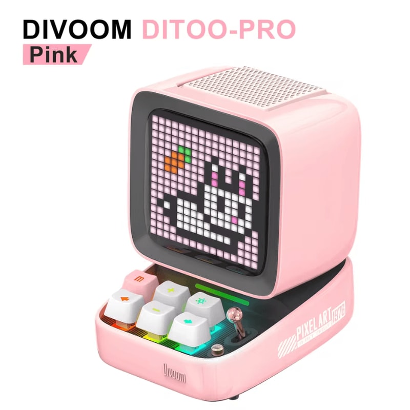 Retro Pixel Art Bluetooth Speaker Portable LED Display Alarm Clock Creative Sound Device 7