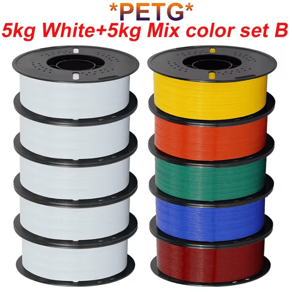 KINGROON 10kg PLA PETG 175mm 3D Printer Filament Bundle Mixed Colors FDM Material 15