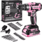 DEKO 20V Pink Cordless Power Drill Kit Electric Drill Tool Set For DIY And Home Projects 0