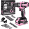 DEKO 20V Pink Cordless Power Drill Kit Electric Drill Tool Set For DIY And Home Projects 0