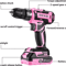 DEKO 20V Pink Cordless Power Drill Kit Electric Drill Tool Set For DIY And Home Projects 1
