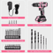DEKO 20V Pink Cordless Power Drill Kit Electric Drill Tool Set For DIY And Home Projects 3