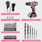 DEKO 20V Pink Cordless Power Drill Kit Electric Drill Tool Set For DIY And Home Projects 3