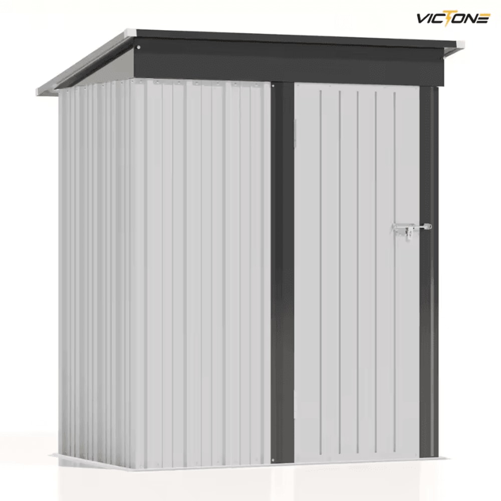 Patiowell 5 By 3 FT Outdoor Storage Shed Metal Garden Tool Shed With Sloping Roof And Lockable Doo 9
