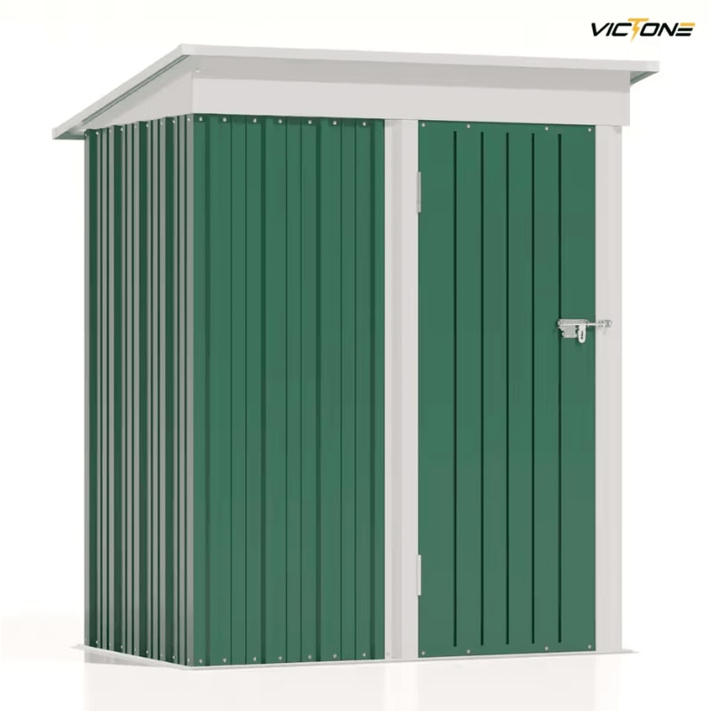 Patiowell 5 By 3 FT Outdoor Storage Shed Metal Garden Tool Shed With Sloping Roof And Lockable Doo 7