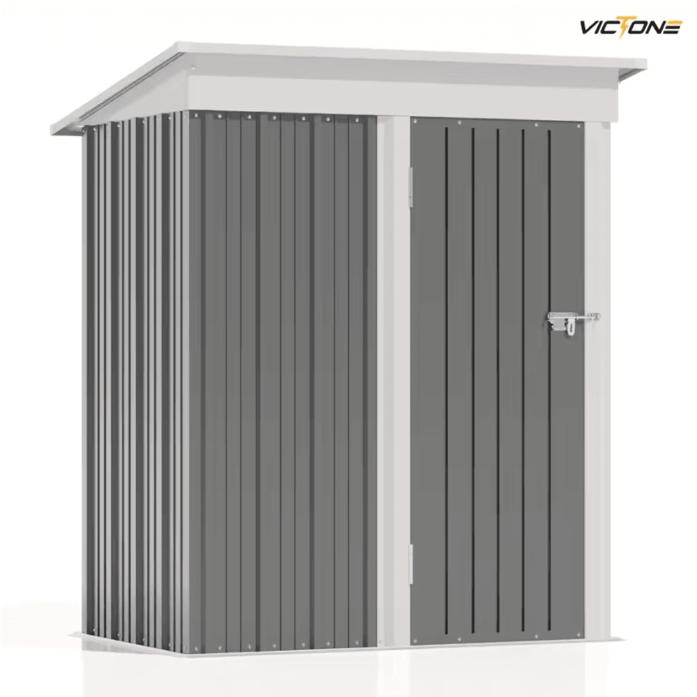 Patiowell 5 By 3 FT Outdoor Storage Shed Metal Garden Tool Shed With Sloping Roof And Lockable Doo 8