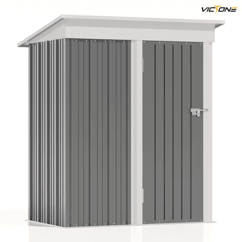 Patiowell 5 By 3 FT Outdoor Storage Shed Metal Garden Tool Shed With Sloping Roof And Lockable Doo 8