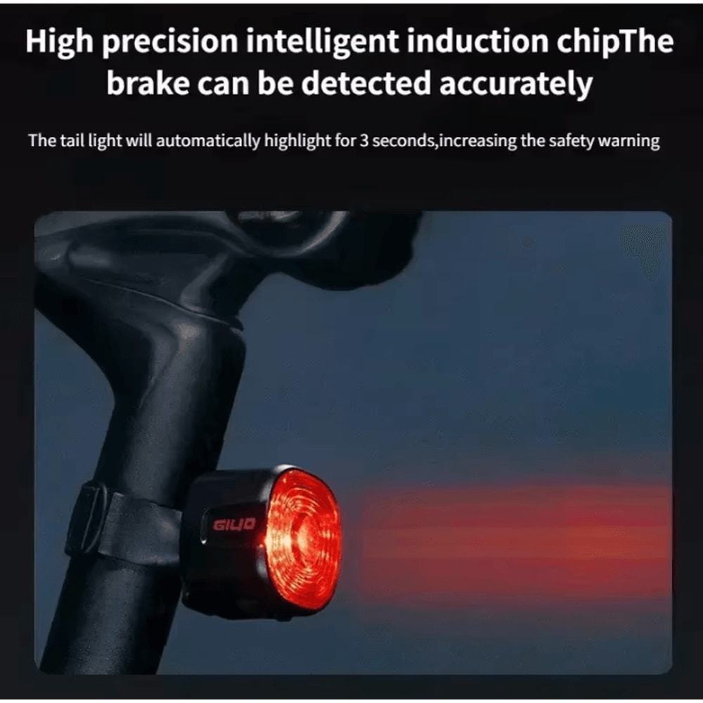 Smart Brake Bicycle Rear Light LED Taillight With Auto Stop Signal And TypeC Charging 3