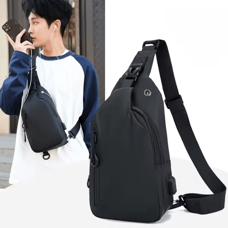 Men Chest Bag Outdoor Casual Crossbody Bag With USB Charging Port 1