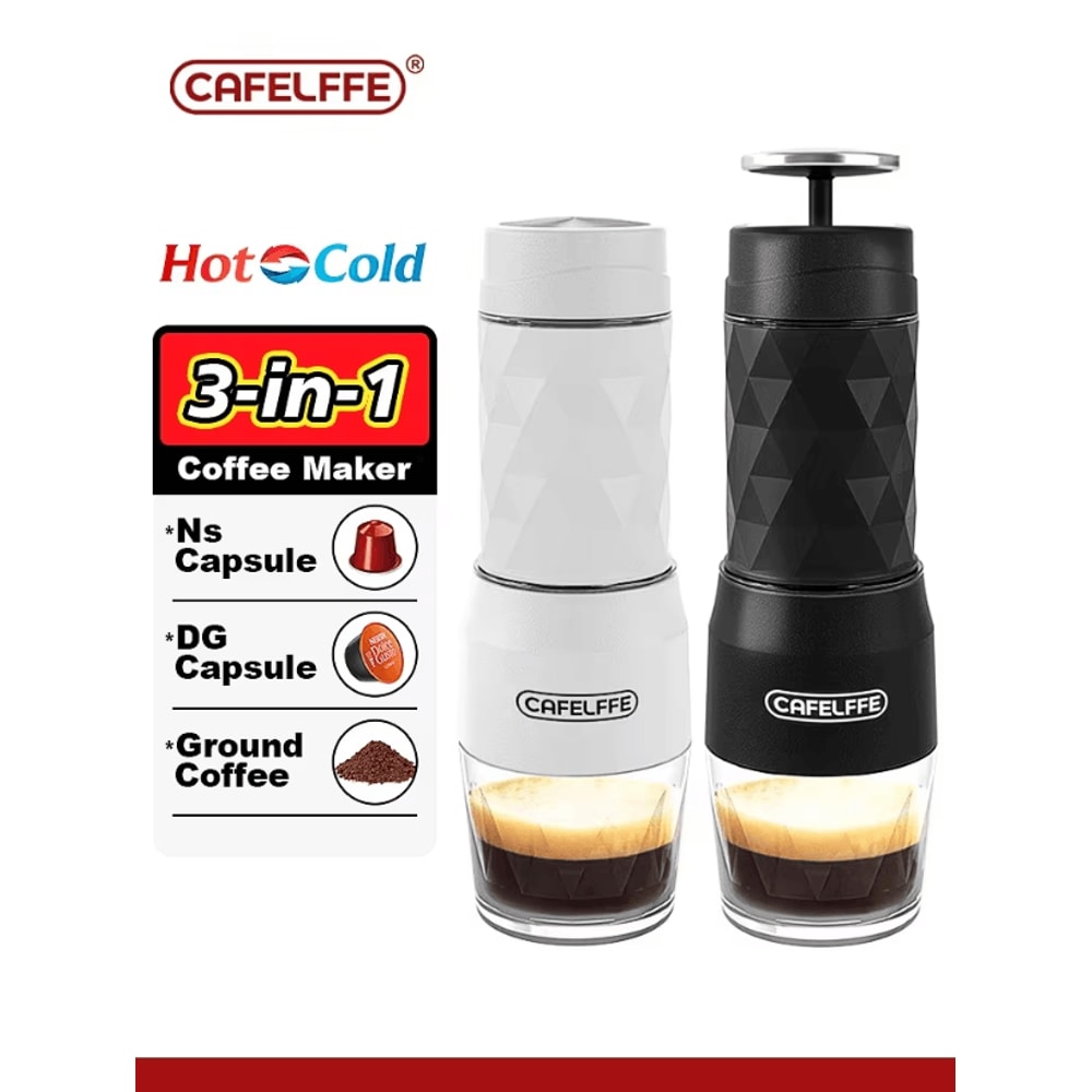 Cafelffe 3in1 Portable Coffee Machine Manual Espresso Maker For Hot Cold Brewing 0
