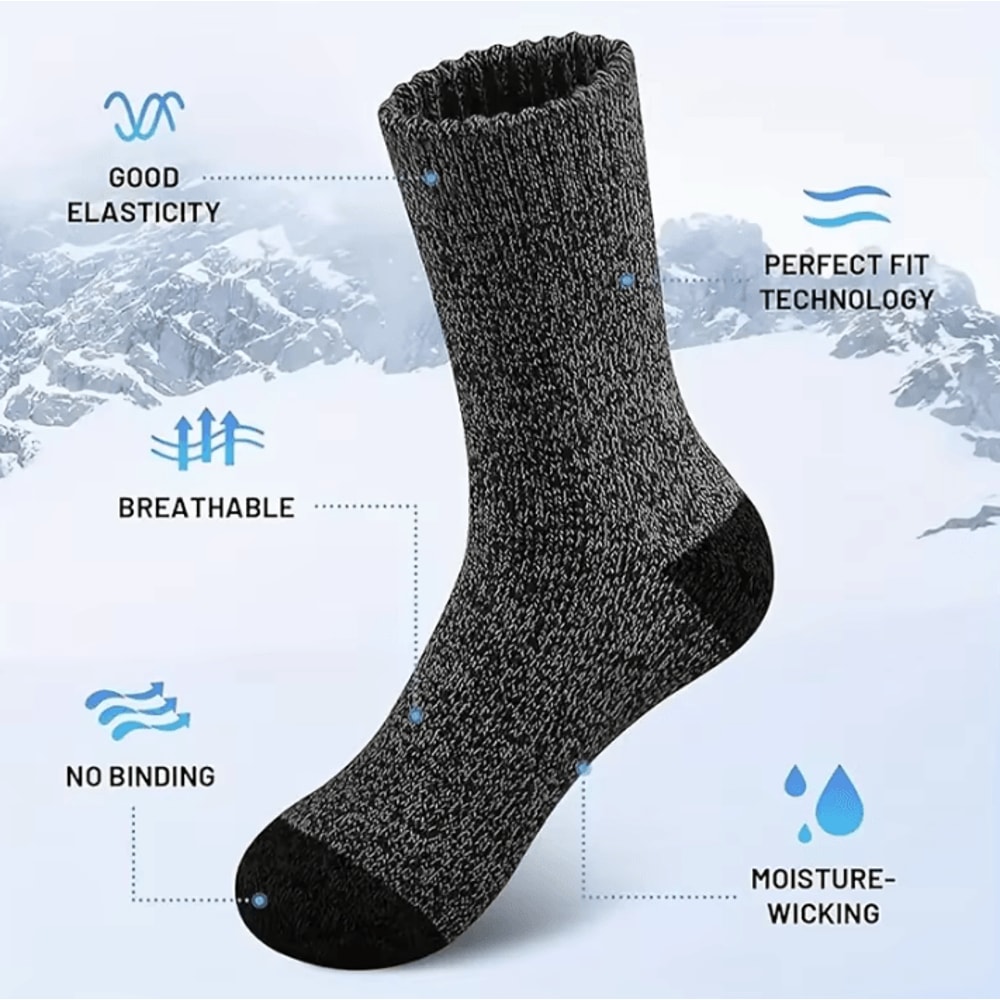 5 Pairs Mens Merino Wool Socks Super Thick Thermal Hiking Socks For Cold Weather US Size 65115 2