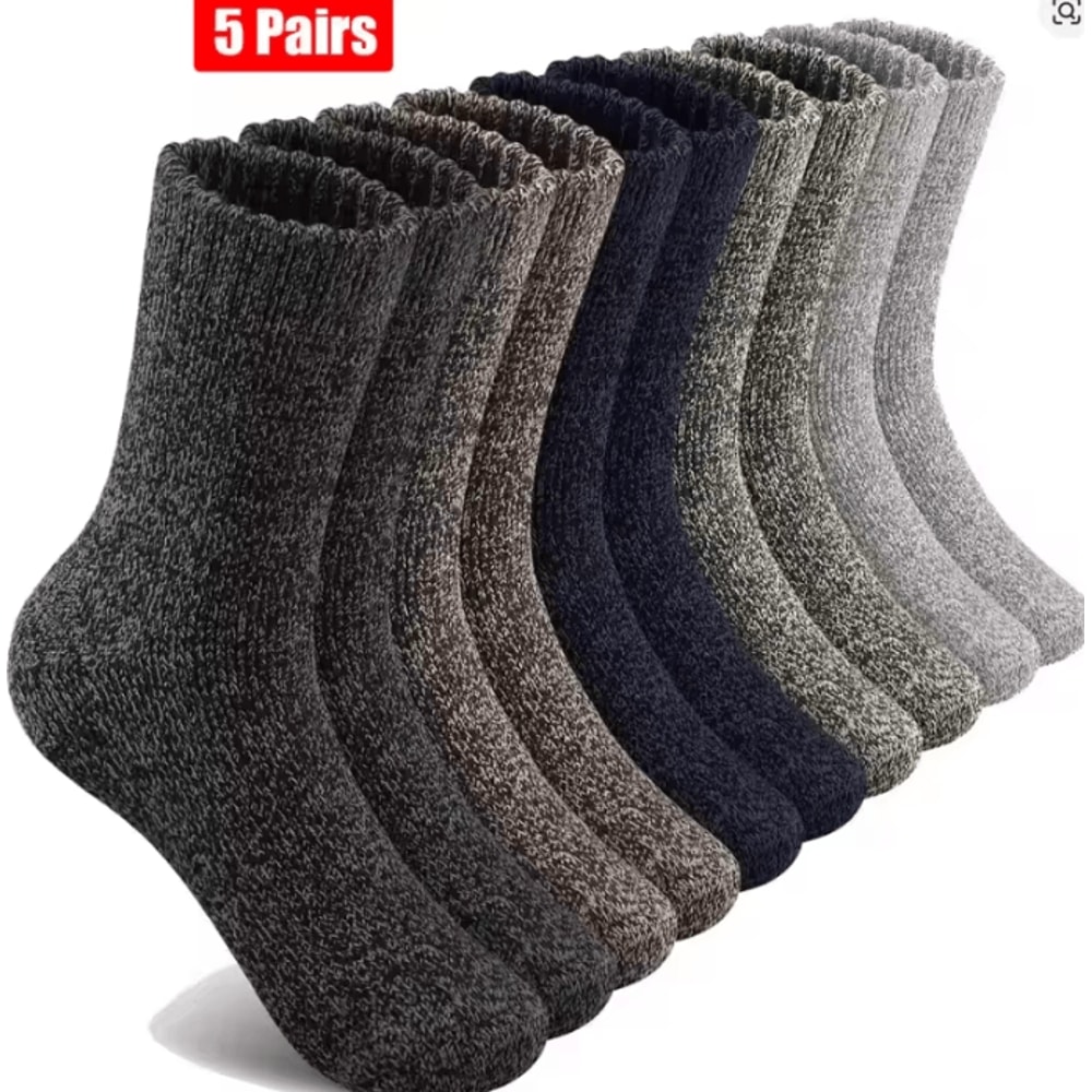 5 Pairs Mens Merino Wool Socks Super Thick Thermal Hiking Socks For Cold Weather US Size 65115 7