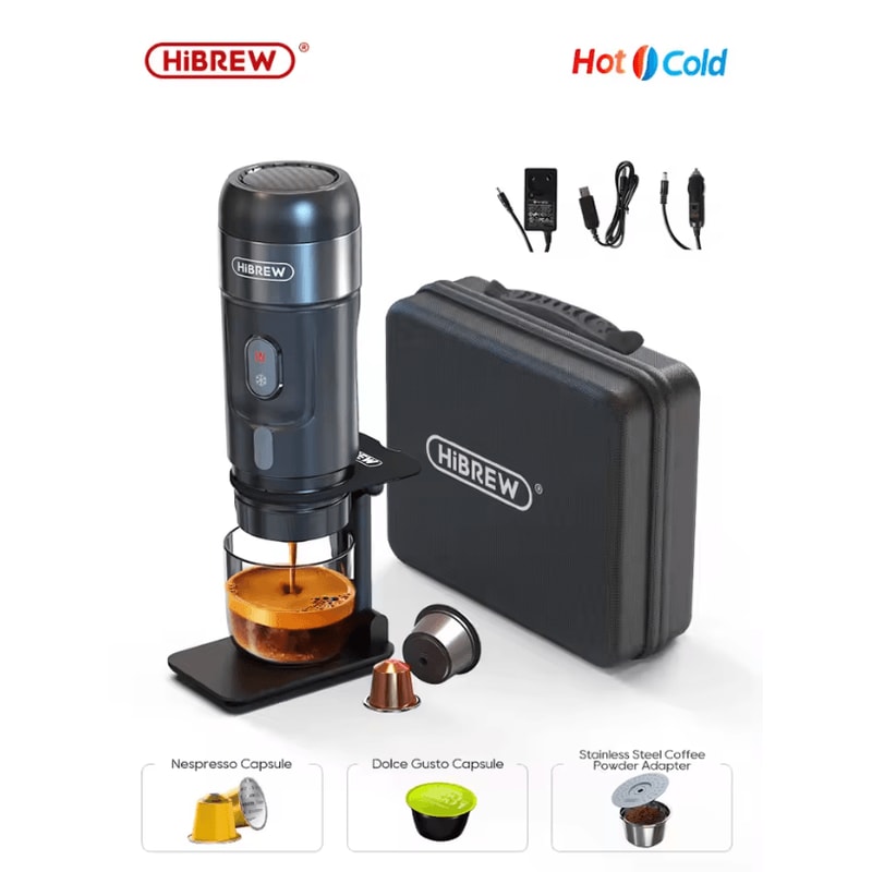 HiBREW Portable Coffee Machine For Car And Home DC 12V Espresso Maker For Nespresso And Dolce Pods 0