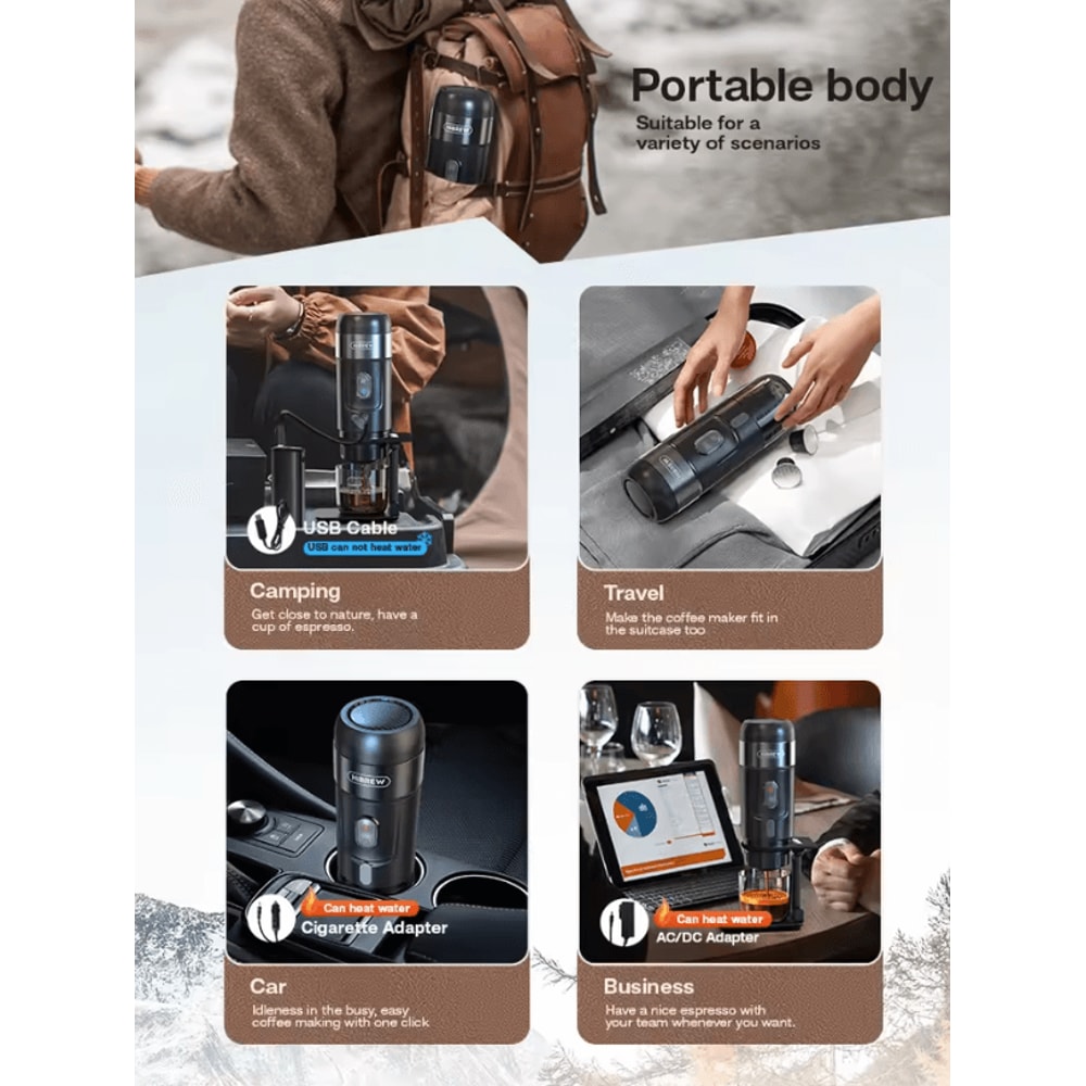 HiBREW Portable Coffee Machine For Car And Home DC 12V Espresso Maker For Nespresso And Dolce Pods 2