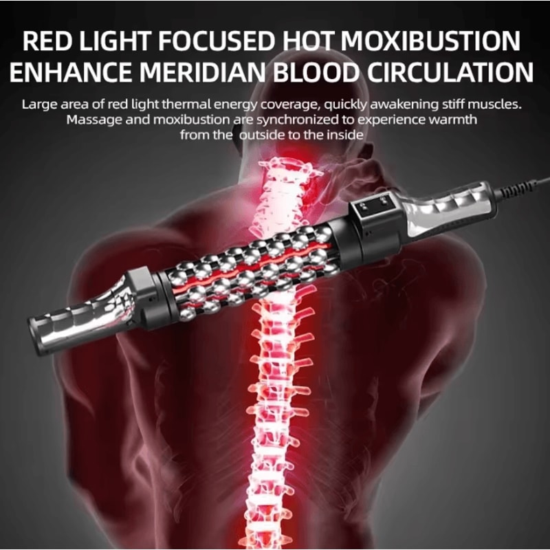 Heated Roll Massager Device 360 Degree Rotating Red Light Massage Roller For FullBody Comfort 1