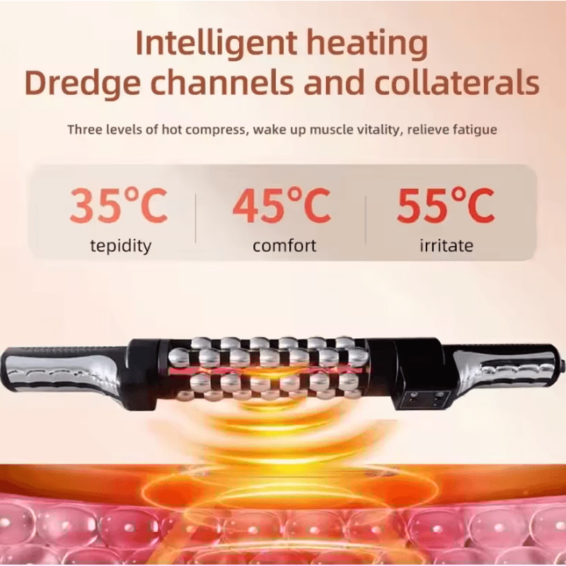 Heated Roll Massager Device 360 Degree Rotating Red Light Massage Roller For FullBody Comfort 3
