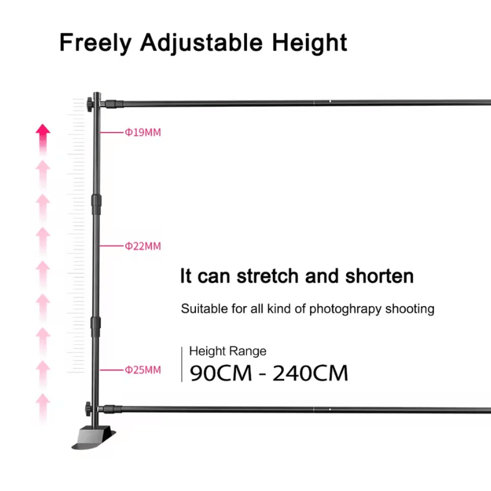 Double Crossbar Photography Backdrop Stand Adjustable Background Support System For Studio Video A 0