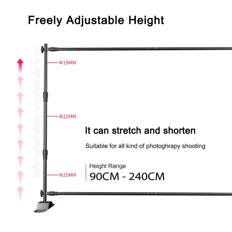 Double Crossbar Photography Backdrop Stand Adjustable Background Support System For Studio Video A 0