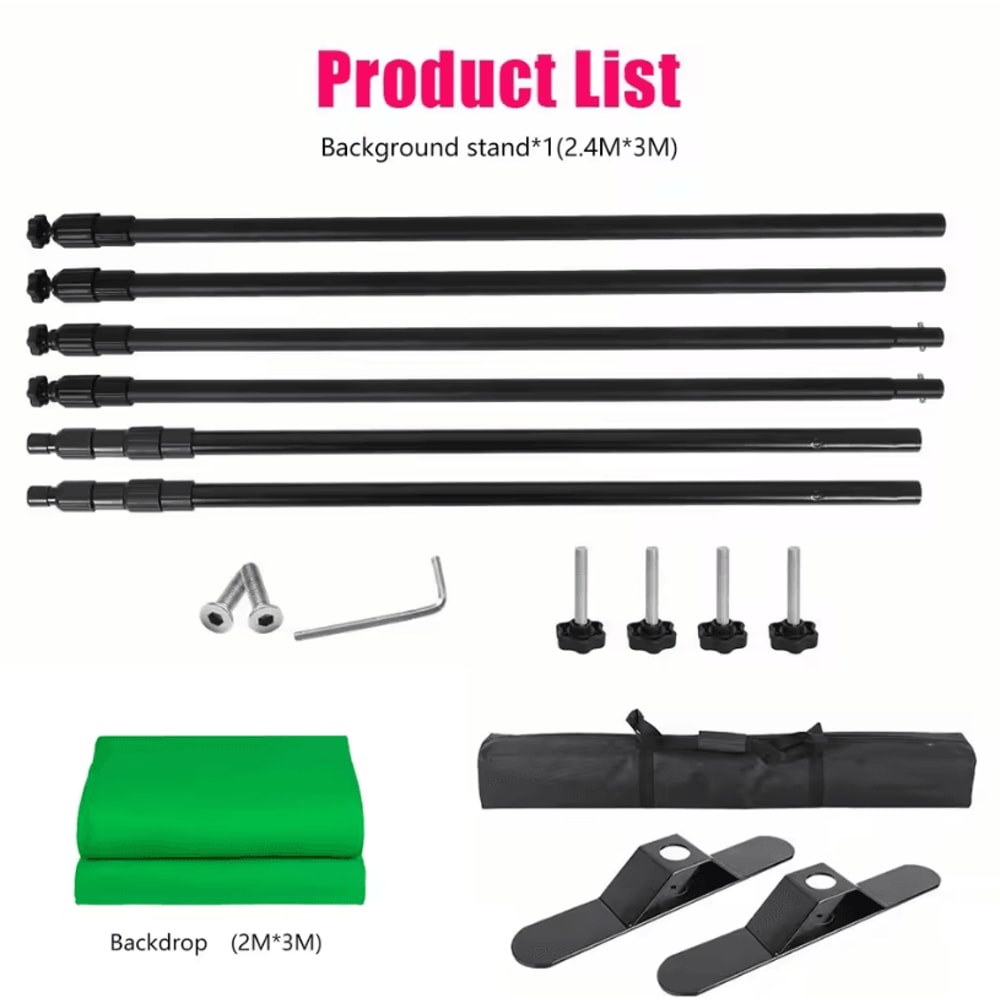 Double Crossbar Photography Backdrop Stand Adjustable Background Support System For Studio Video A 9