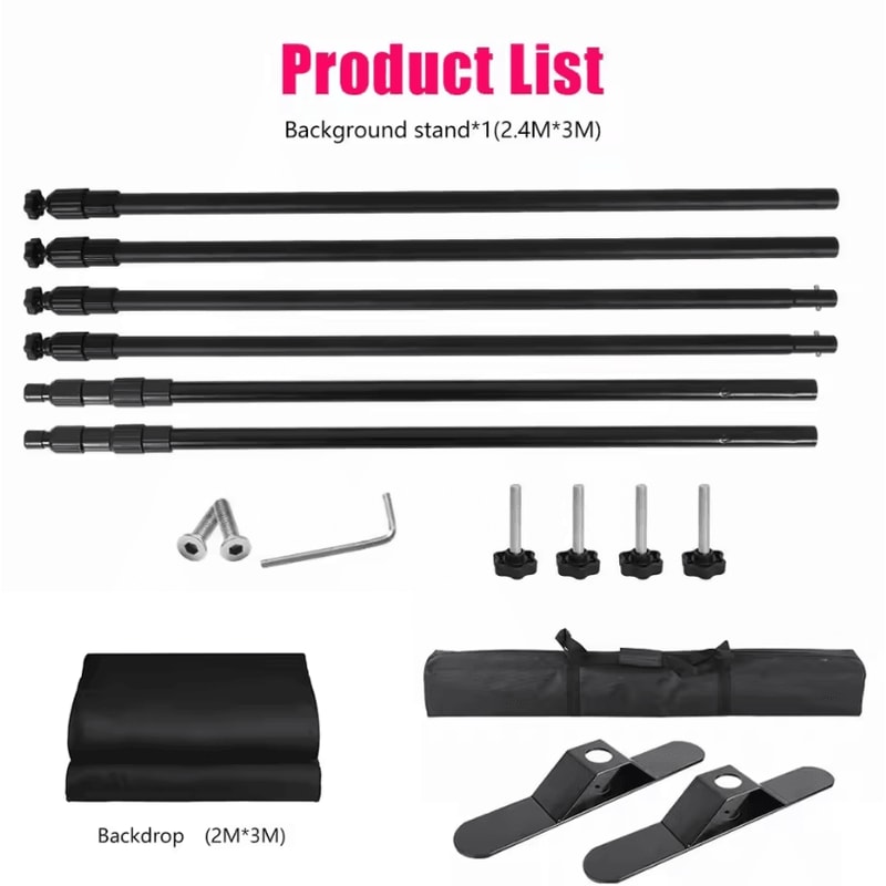 Double Crossbar Photography Backdrop Stand Adjustable Background Support System For Studio Video A 7