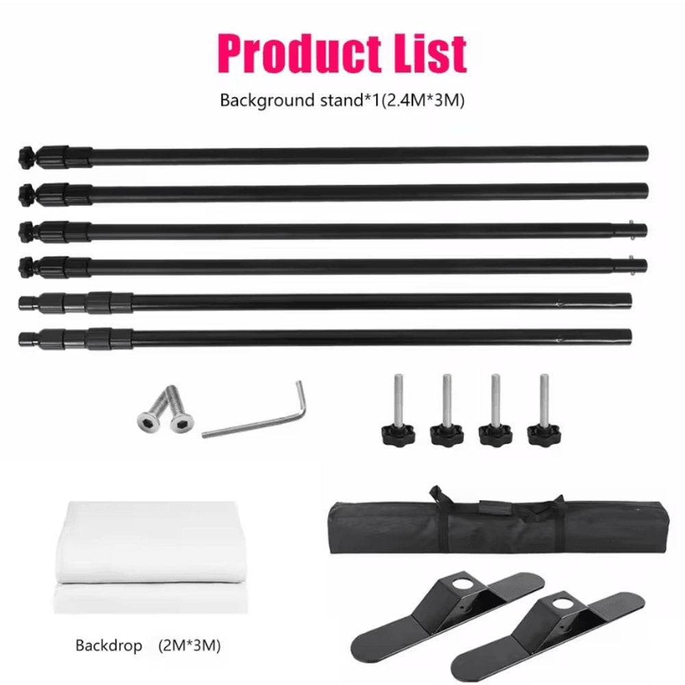 Double Crossbar Photography Backdrop Stand Adjustable Background Support System For Studio Video A 8