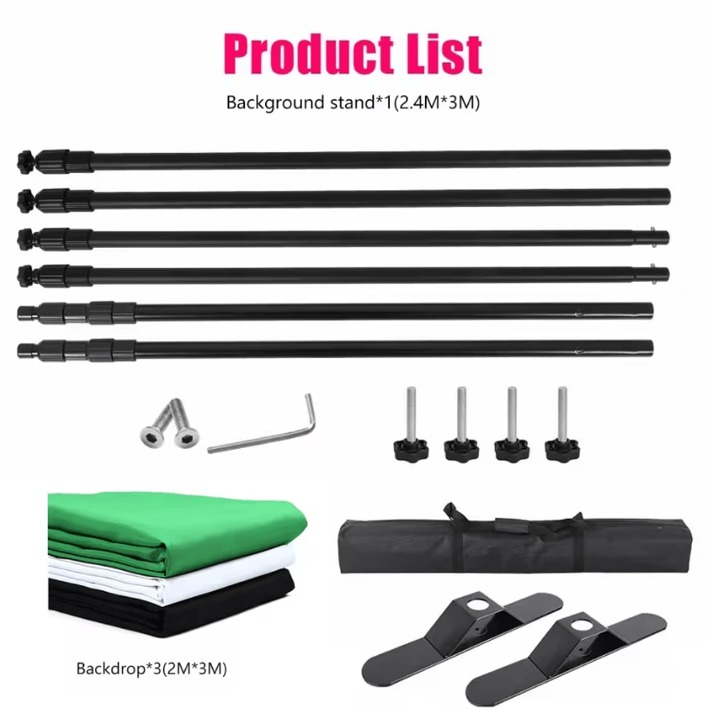 Double Crossbar Photography Backdrop Stand Adjustable Background Support System For Studio Video A 10