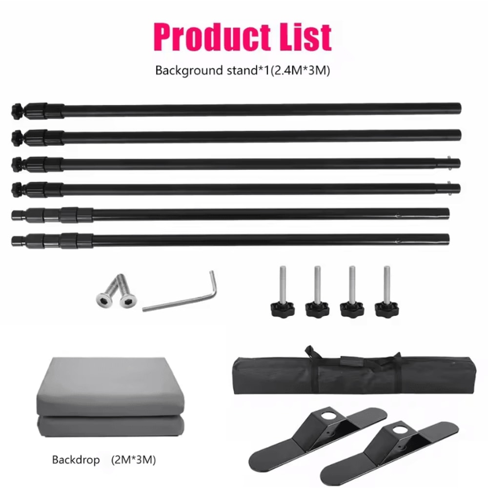 Double Crossbar Photography Backdrop Stand Adjustable Background Support System For Studio Video A 11