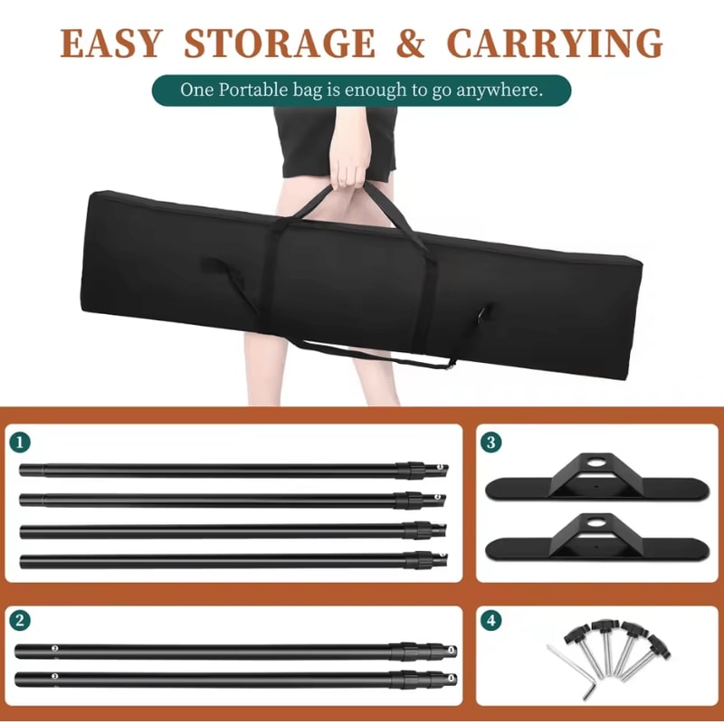 Double Crossbar Photography Backdrop Stand Adjustable Background Support System For Studio Video A 12