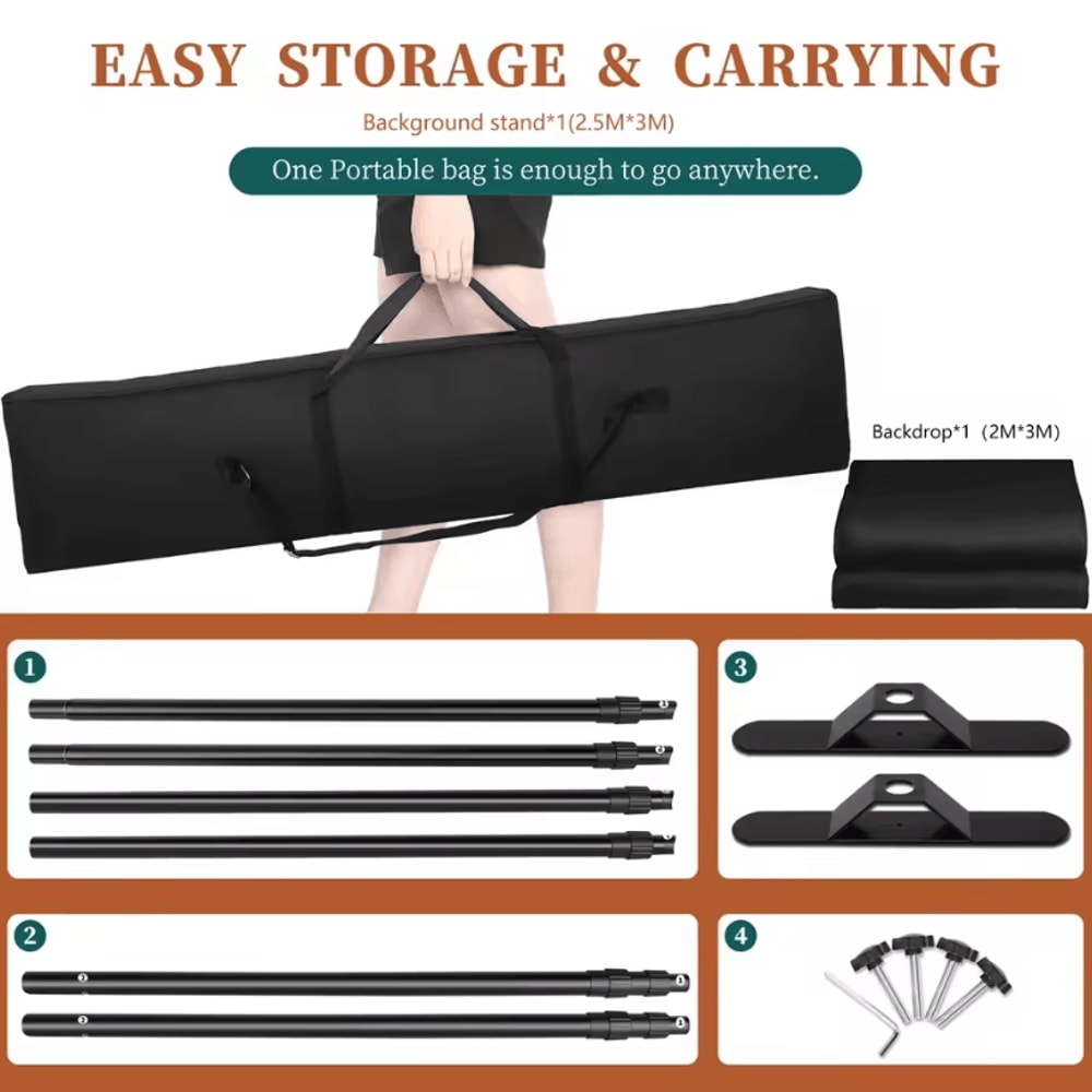 Double Crossbar Photography Backdrop Stand Adjustable Background Support System For Studio Video A 13