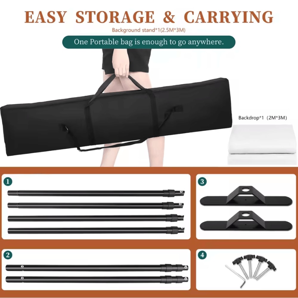 Double Crossbar Photography Backdrop Stand Adjustable Background Support System For Studio Video A 14