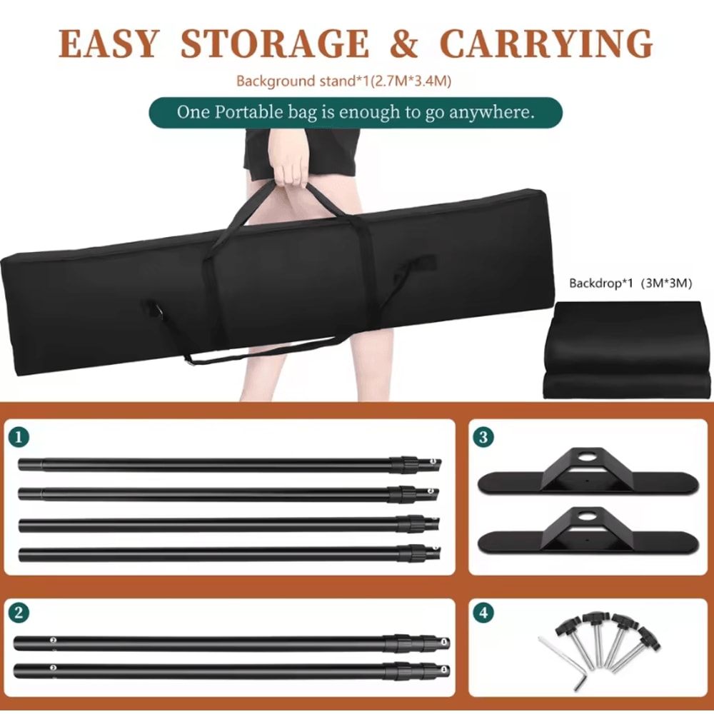 Double Crossbar Photography Backdrop Stand Adjustable Background Support System For Studio Video A 18