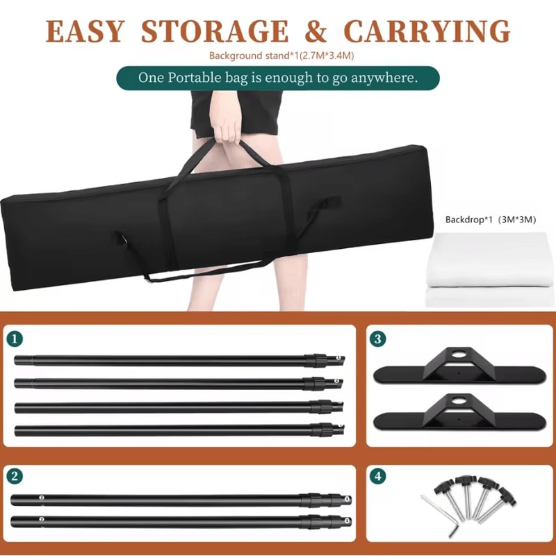 Double Crossbar Photography Backdrop Stand Adjustable Background Support System For Studio Video A 19