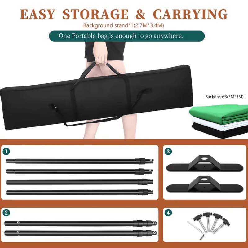 Double Crossbar Photography Backdrop Stand Adjustable Background Support System For Studio Video A 21