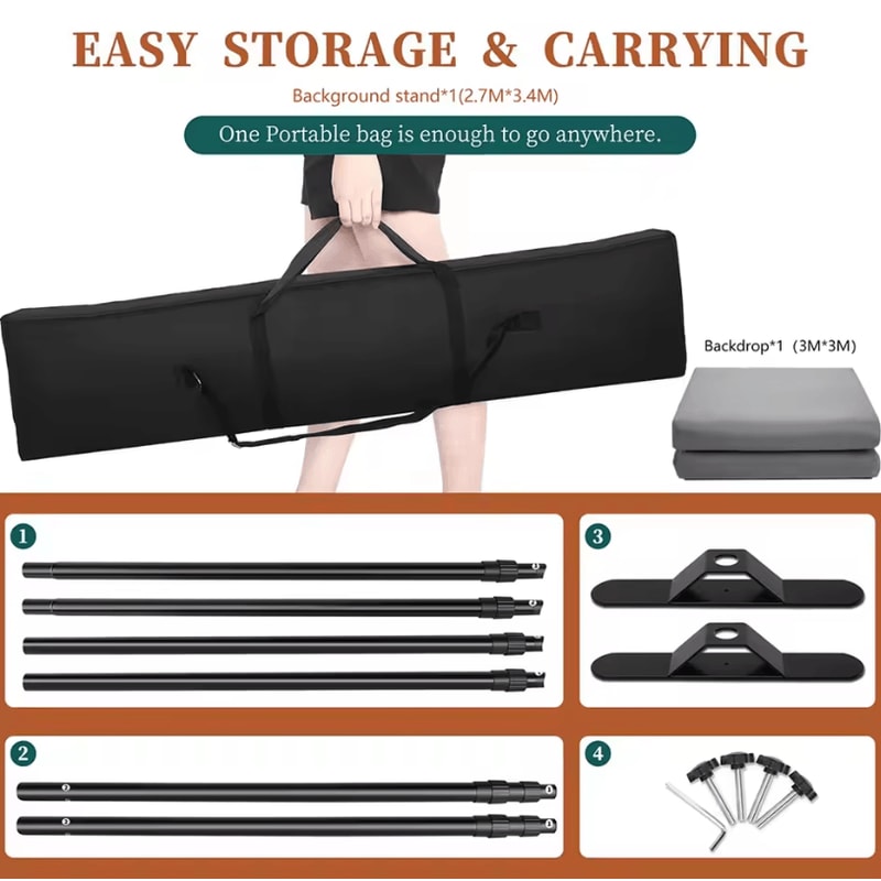 Double Crossbar Photography Backdrop Stand Adjustable Background Support System For Studio Video A 22