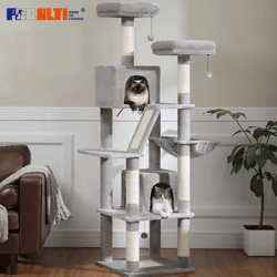 tall cat tree – large multi-level plush cat tower with scratching posts and perches