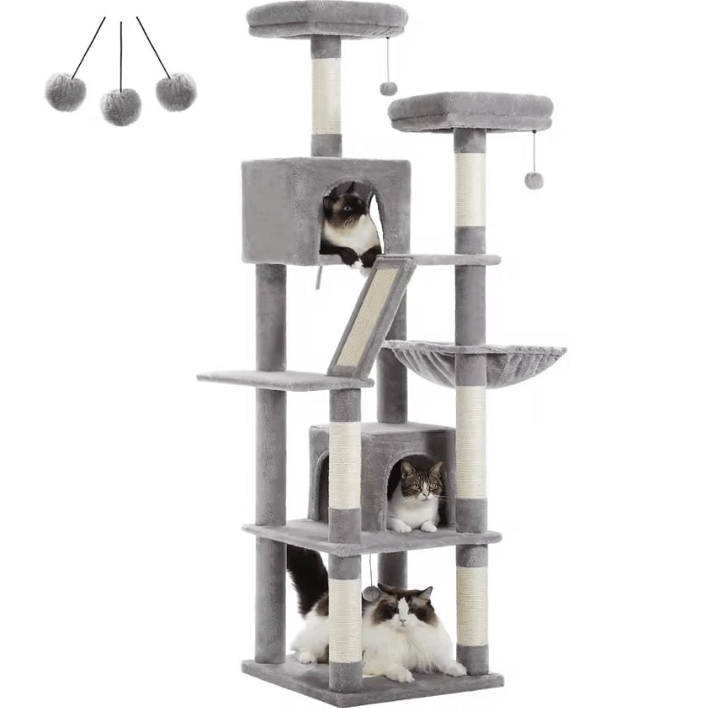 Tall Cat Tree Large MultiLevel Plush Cat Tower With Scratching Posts And Perches 10
