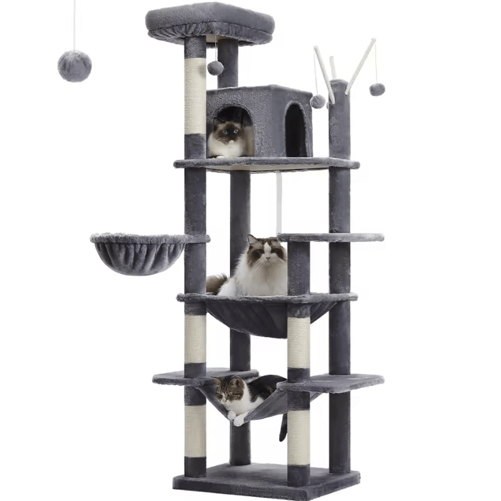 Tall Cat Tree Large MultiLevel Plush Cat Tower With Scratching Posts And Perches 5